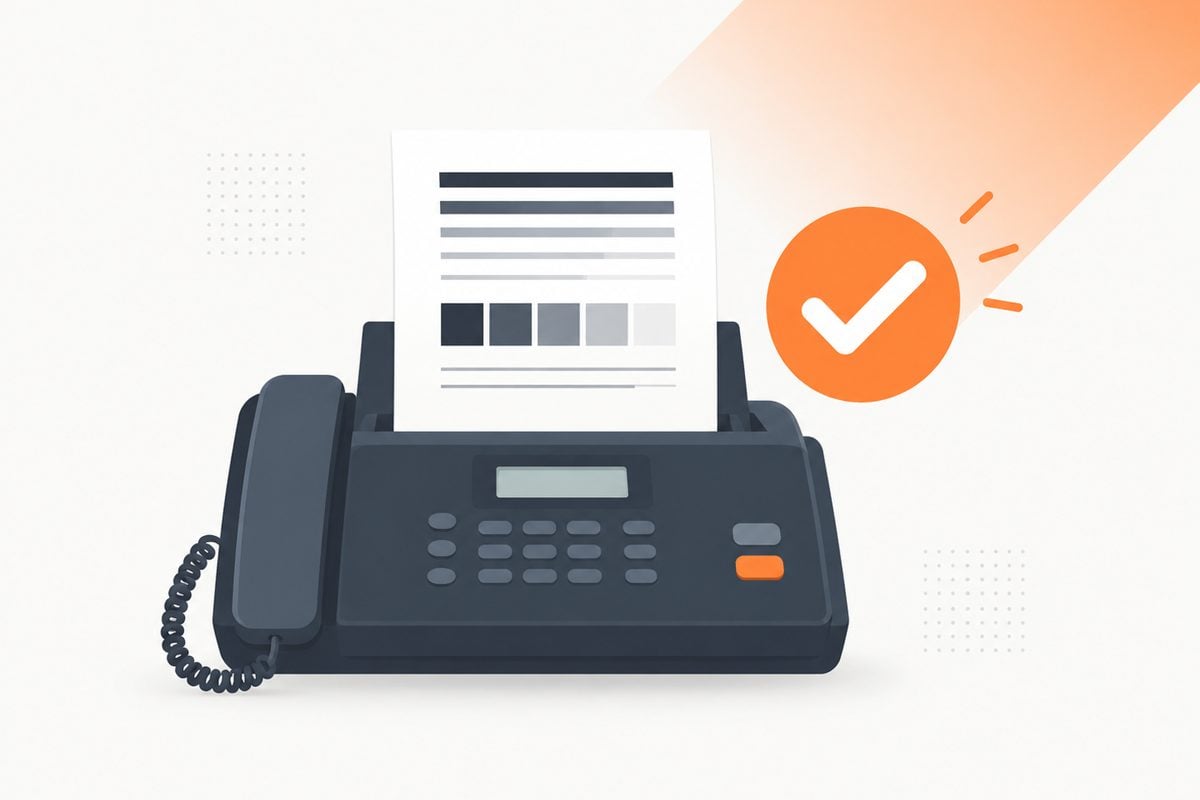 Fax machine printing a test fax page